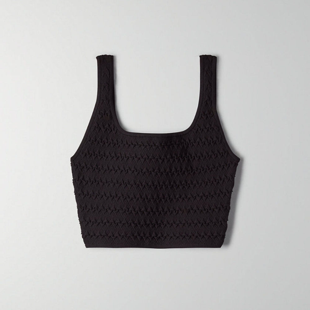 Textured Babaton Sculpt Knit Cropped Tank - Picture 7 of 11